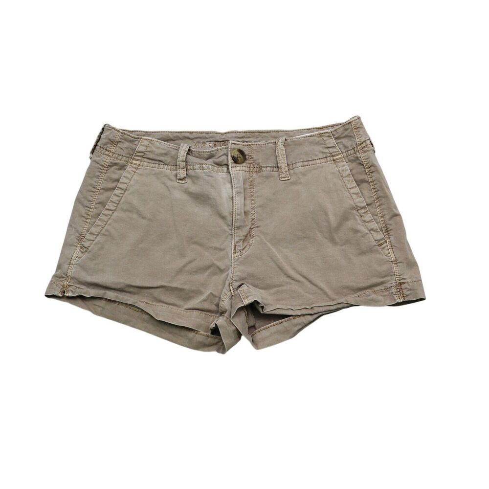 American Eagle Outfitters Shorts Womens 4 Beige Stretch Low Rise Slash Pocket
